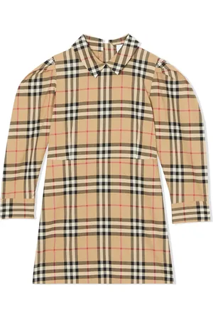 Burberry Puff-sleeve vintage check dress