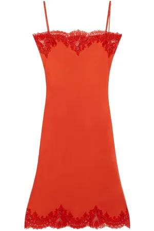 Stella McCartney Vestido midi con ribete de encaje