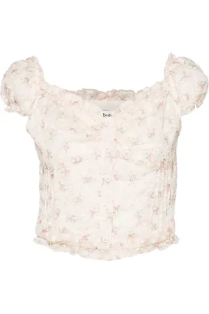 B+AB Top con estampado floral y volantes