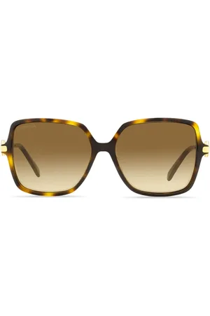 Omega Lentes de sol con armazón cuadrada estilo carey