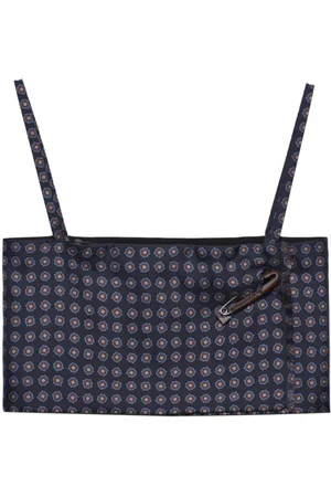 Prada Top corto de seda con estampado geométrico