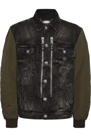 Philipp Plein Chamarra de mezclilla con mangas en contraste