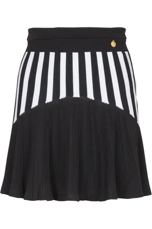 Balmain Falda plisada tejida de canalé