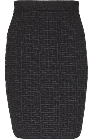Balmain Falda corta con diseño tejido con motivo PB en intarsia