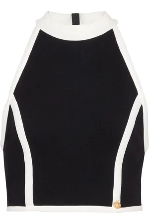 Balmain Top con cuello halter y diseño de dos tonos