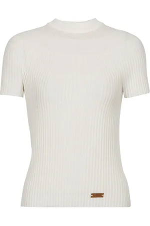 Balmain Top tejido de canalé con placa del logo