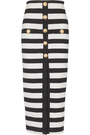 Balmain Falda midi con motivo de rayas