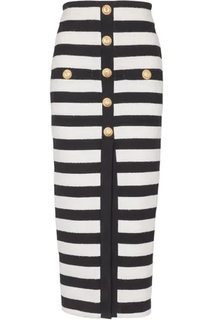 Balmain Falda midi con motivo de rayas