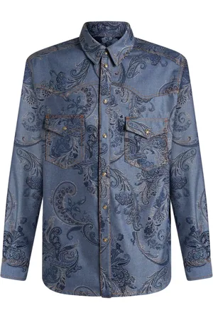 Etro Camisa de mezclilla con estampado de cachemira