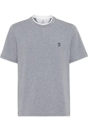 Brunello Cucinelli Playera con logo bordado y ribete en contraste