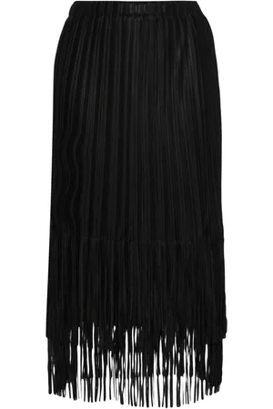 B+AB Falda midi con diseño plisado y flecos