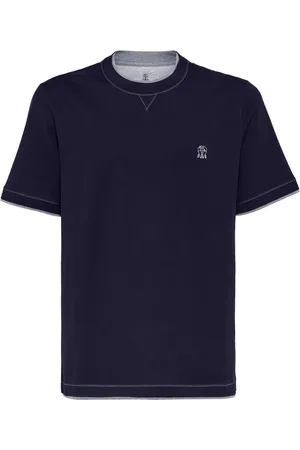 Brunello Cucinelli Playera con logo bordado y ribete en contraste