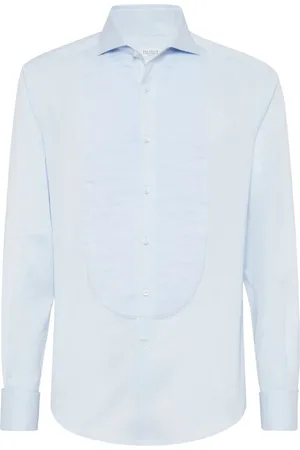Brunello Cucinelli Camisa plisada manga larga