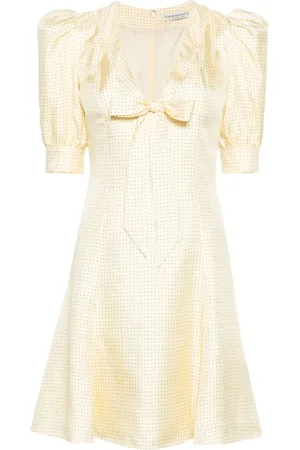 Alessandra Rich Vestido de seda corto con estampado de lunares