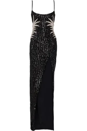 Balmain Vestido de fiesta con palmeras bordadas y lentejuelas