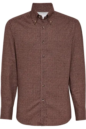 Brunello Cucinelli Camisa con motivo geométrico