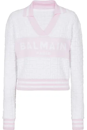 Balmain Playera tipo polo con monograma PB en jacquard