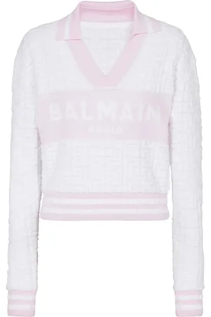 Balmain Playera tipo polo con monograma PB en jacquard
