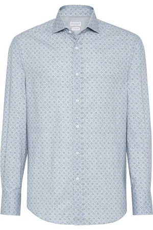 Brunello Cucinelli Camisa con motivo geométrico