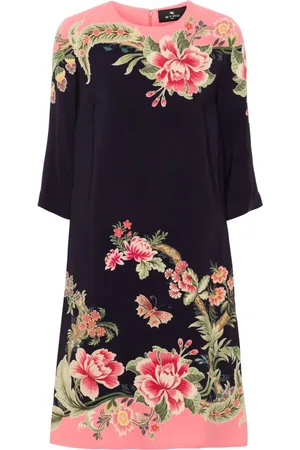 Etro Vestido midi de seda con estampado floral