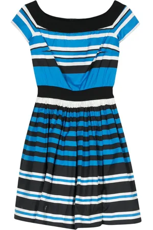 Prada Vestido corto acampanado con motivo de rayas 2000