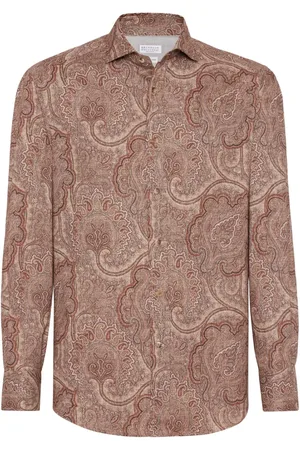 Brunello Cucinelli Camisa con motivo en jacquard