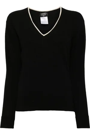 CHANEL Suéter de cachemira con cuello en V 1997
