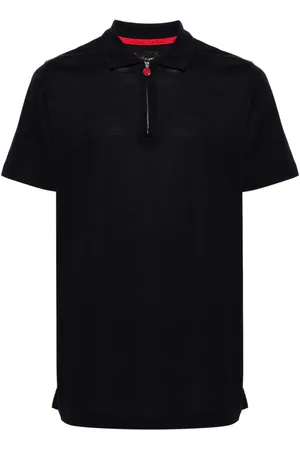 Kiton Playera tipo polo de piqué con medio cierre