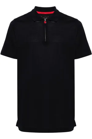 Kiton Playera tipo polo de piqué con medio cierre