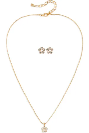 Nina Ricci Set de aretes y collar con detalles de cristal 1980