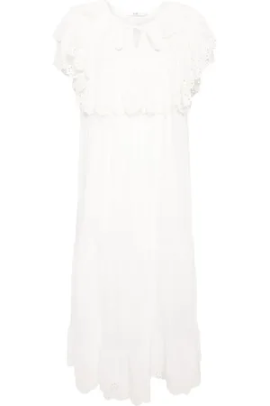 B+AB Vestido midi con bordado inglés