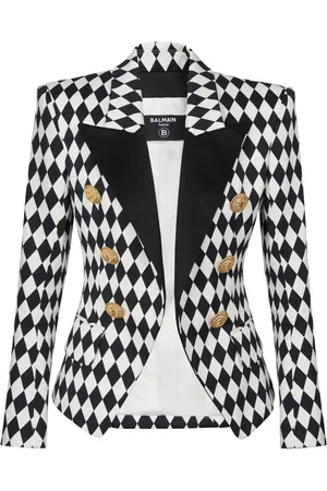 Balmain Blazer con solapas de pico y estampado de rombos