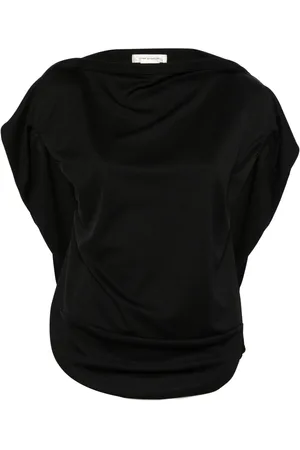 Comme des Garçons Blusa drapeada con cuello desbocado