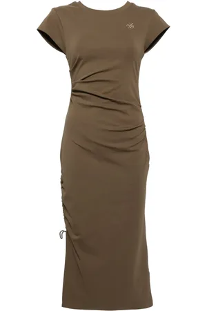 B+AB Vestido midi con logo bordado y detalle de nudo