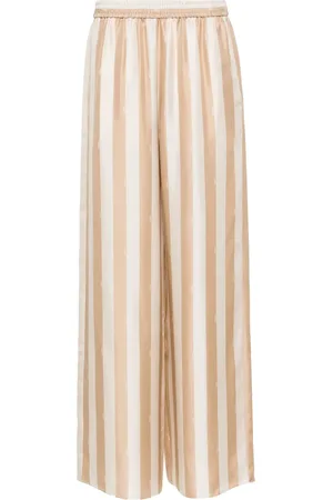 Fendi Pantalones palazzo de seda con rayas Pequin