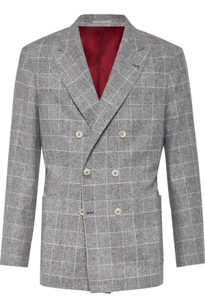 Brunello Cucinelli Blazer con botones y motivo de cuadros