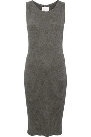 CHANEL Vestido de cachemira con ribete de canalé 2000