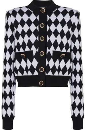 Balmain Cárdigan con motivo de rombos en intarsia