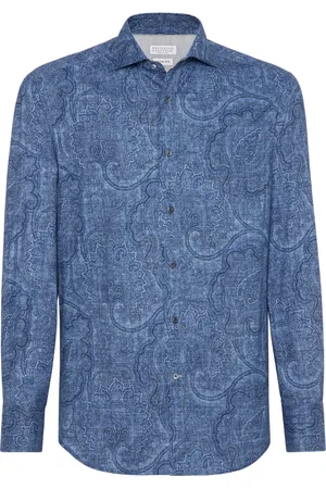 Brunello Cucinelli Camisa con motivo en jacquard