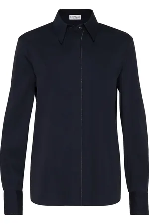 Brunello Cucinelli Camisa de popelina con cadena Monili