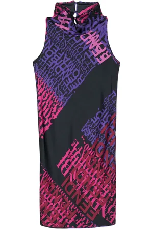 Fendi Vestido de seda con logo estampado 2000