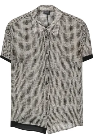 VERSACE Camisa de seda con estampado geométrico 2000