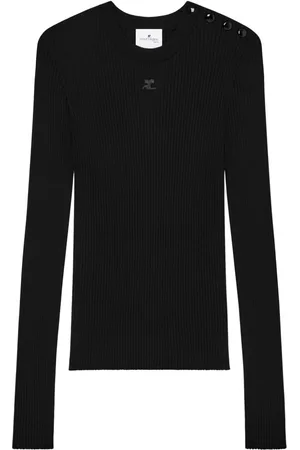 Courrèges Suéter tejido de canalé con logo bordado