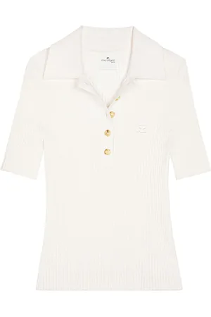 Courrèges Playera tipo polo tejida de canalé Iconic