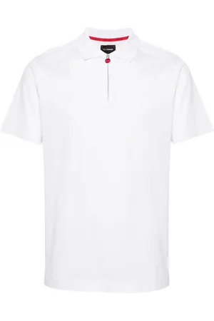 Kiton Playera tipo polo de piqué con medio cierre