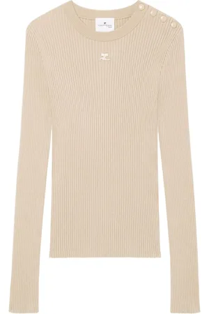 Courrèges Suéter tejido de canalé con logo bordado