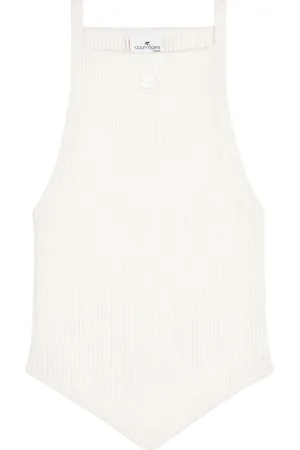 Courrèges Top de canalé con logo bordado