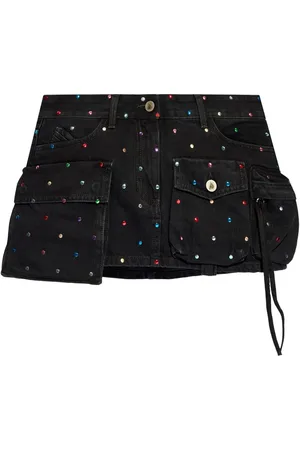 The Attico Falda de mezclilla con detalles de strass