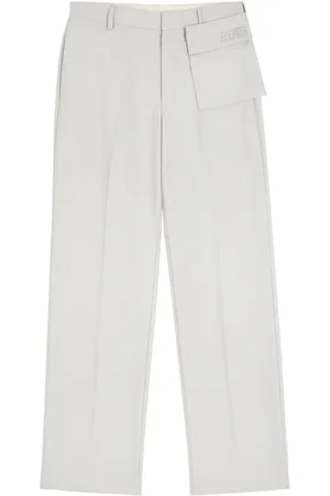 Maison Margiela Pantalones rectos con logo bordado