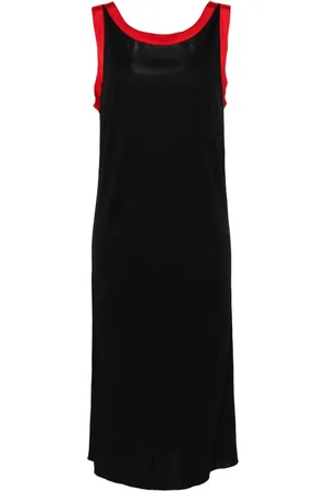 Saint Laurent Vestido midi con bordes en contraste